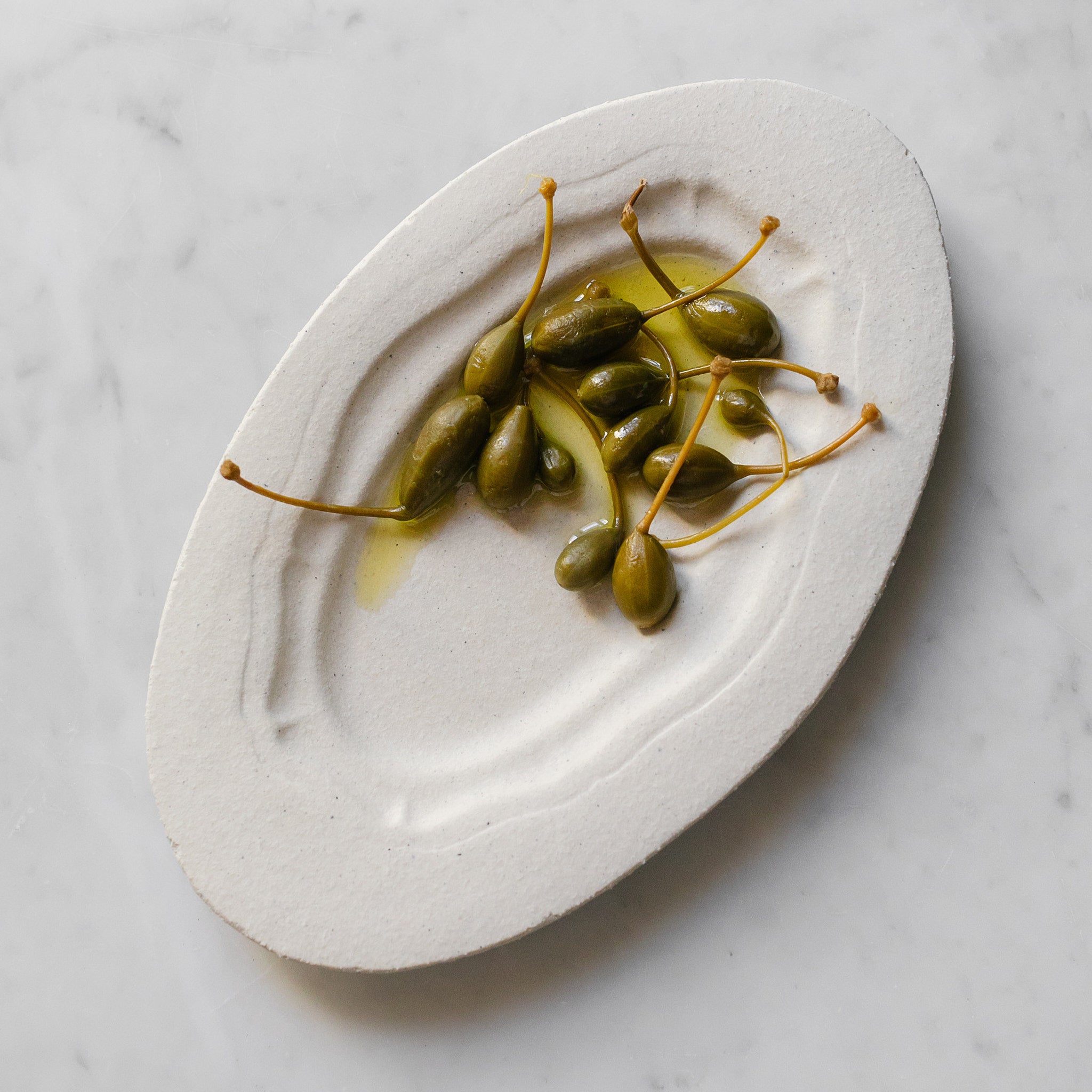 oval dish in matt sand