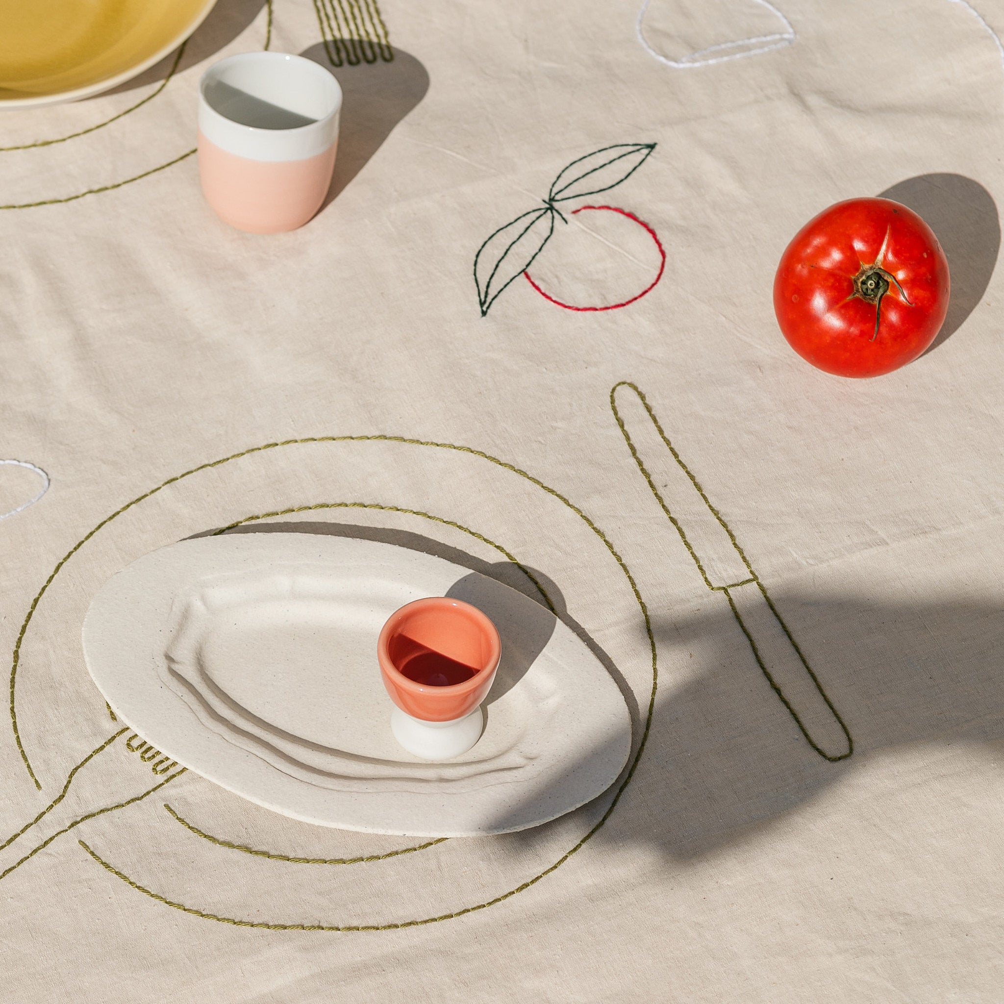 oval dish in matt sand