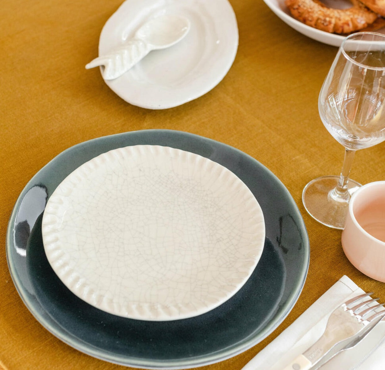 crackled quartz dessert plate