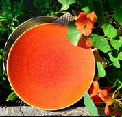 orangefarbener flacher Teller