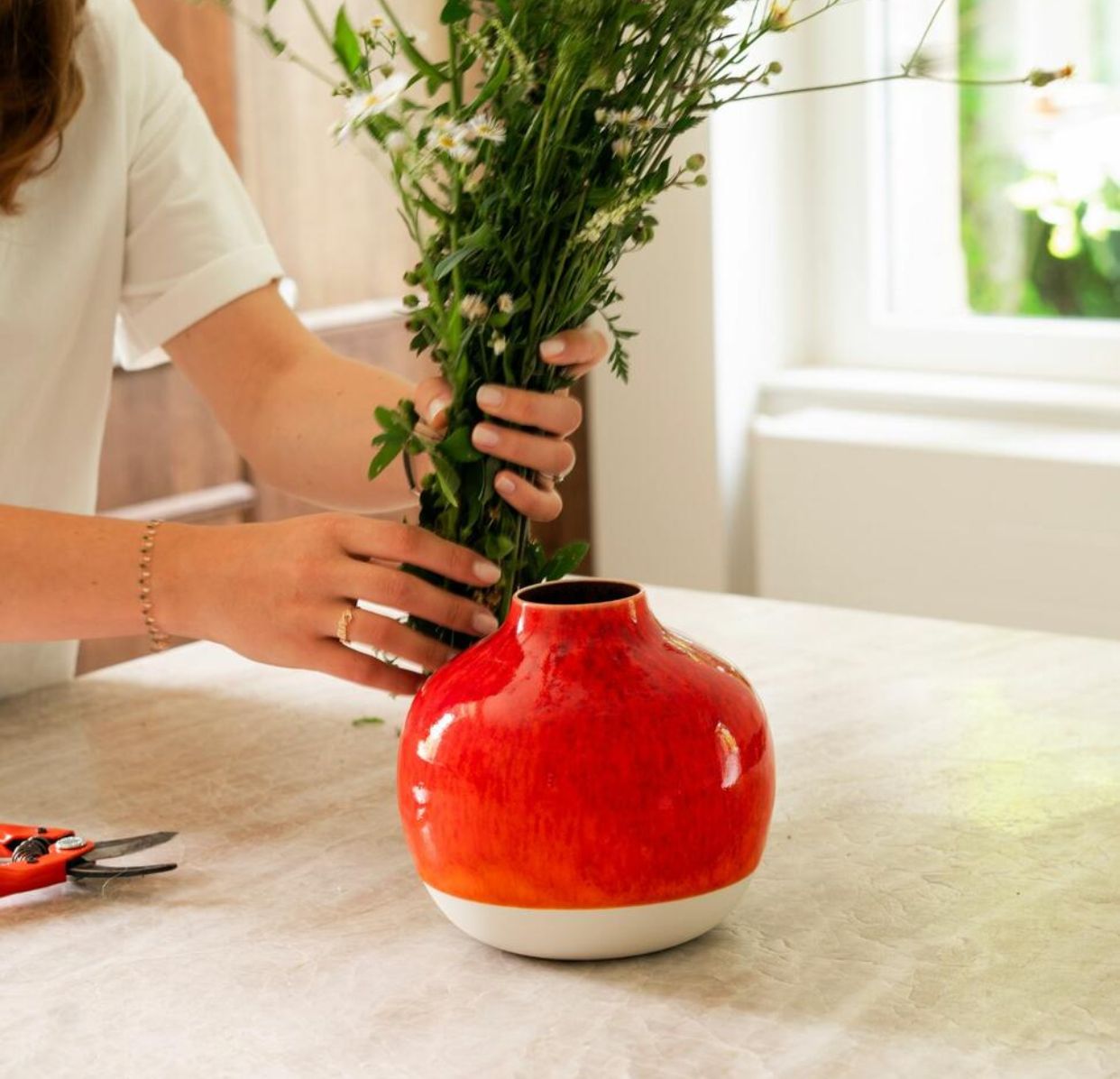 orange medlar vase