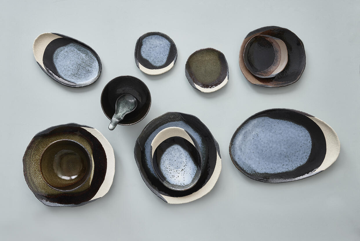 plat ovale s wabi kemuri fabricant céramique
