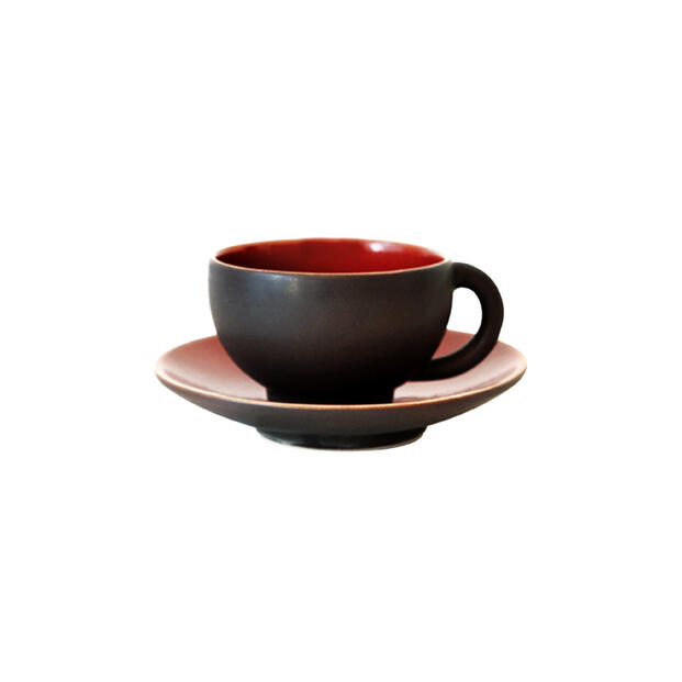 CUP & SAUCER - M TOURRON CERISE