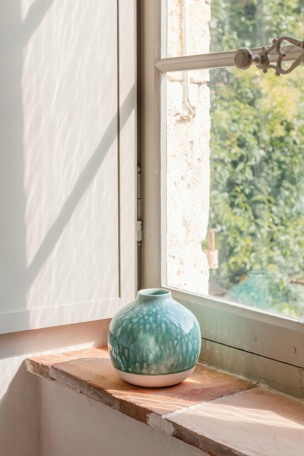 vase en céramique couleur jade, fabriquée main