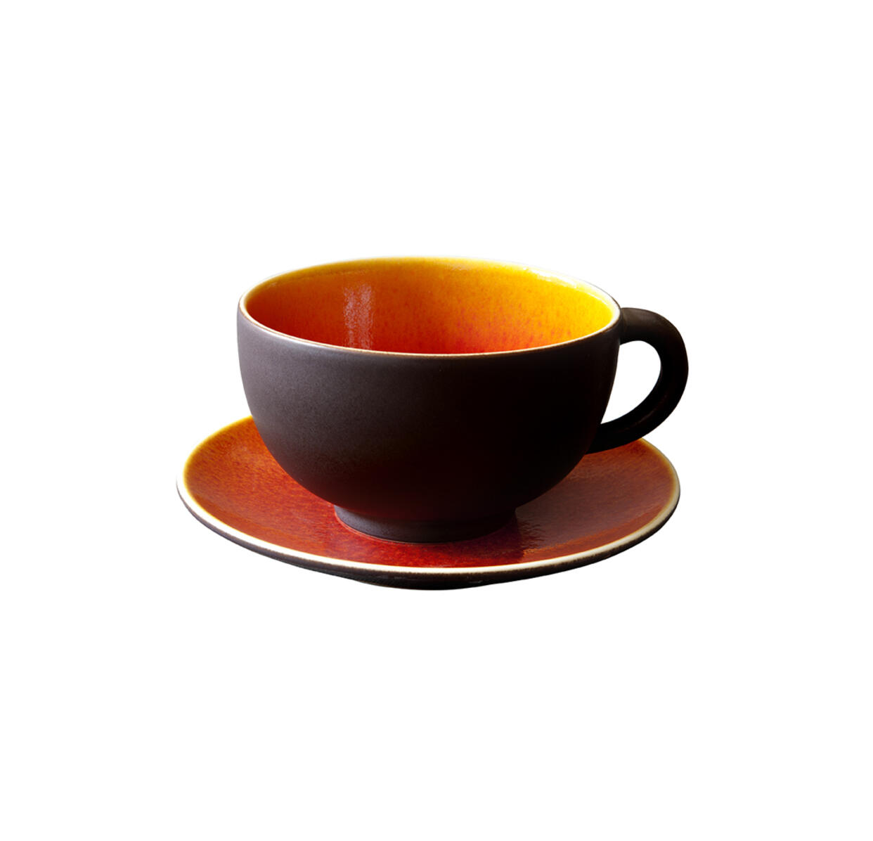 tasse & sous tasse - l tourron orange fabricant céramique