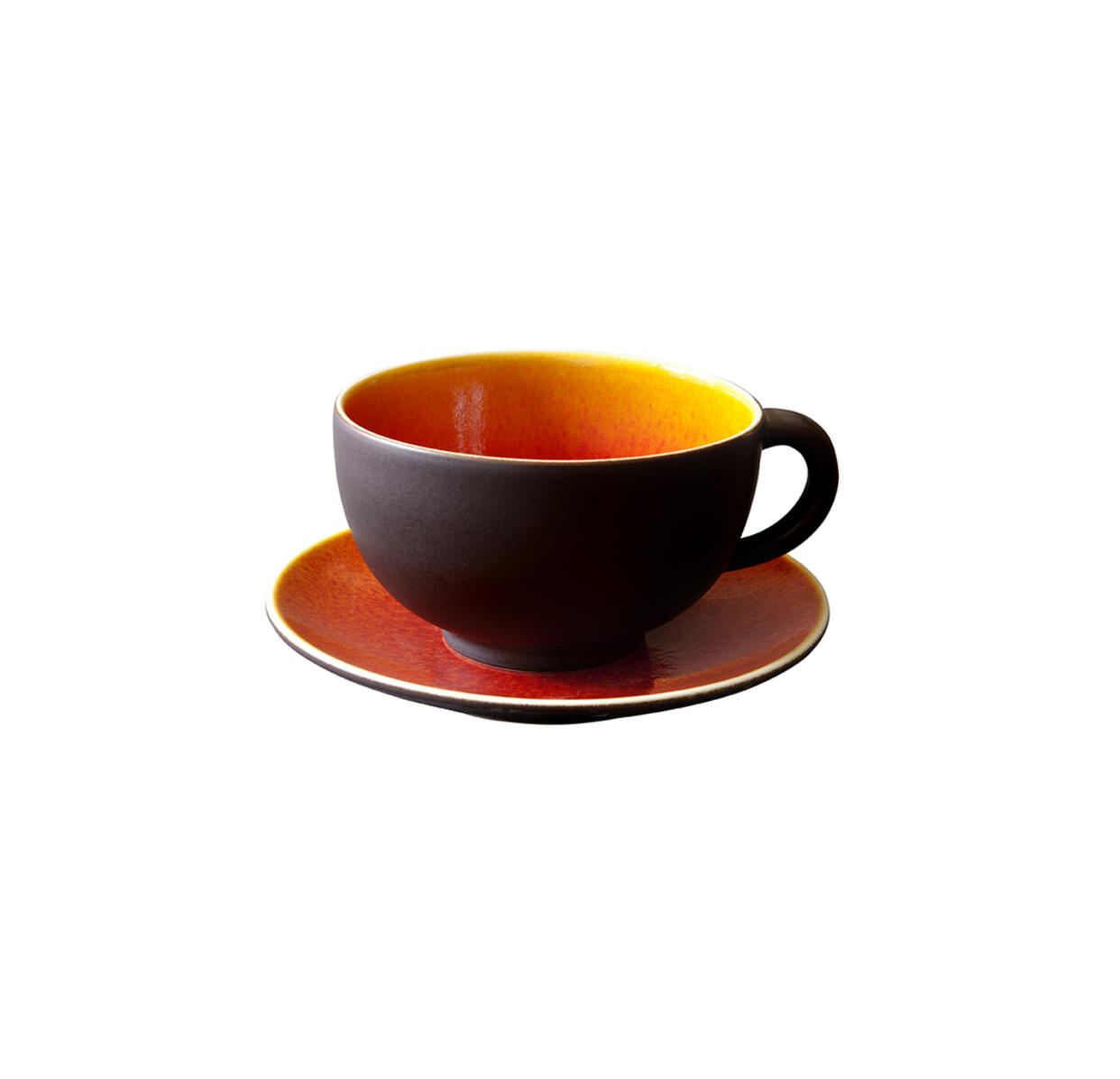 tasse & sous tasse - m tourron orange fabricant céramique